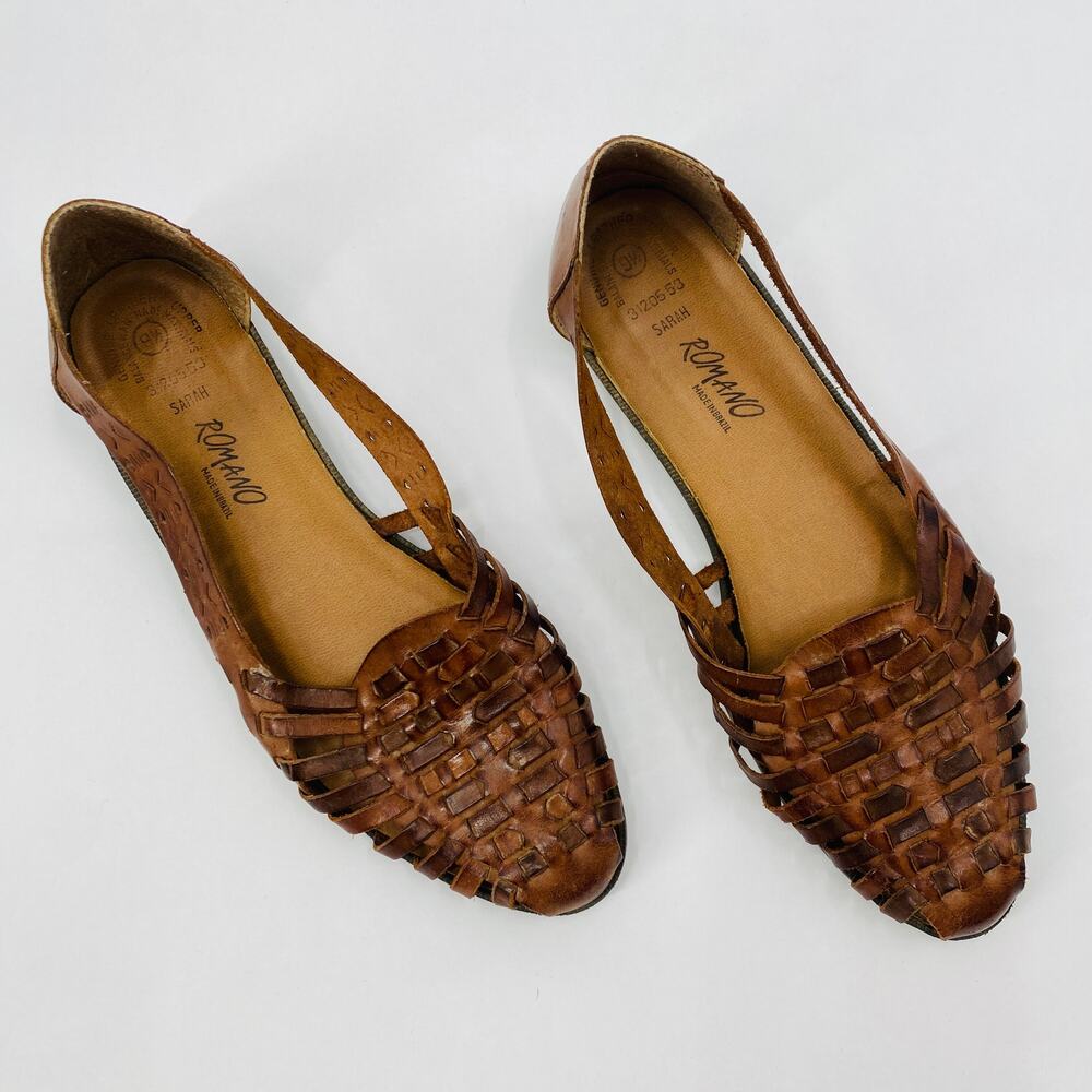 Romano leather hurache flats